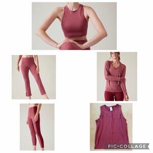 Athleta 5-Piece Berry Rose Workout Lounge Matching Set